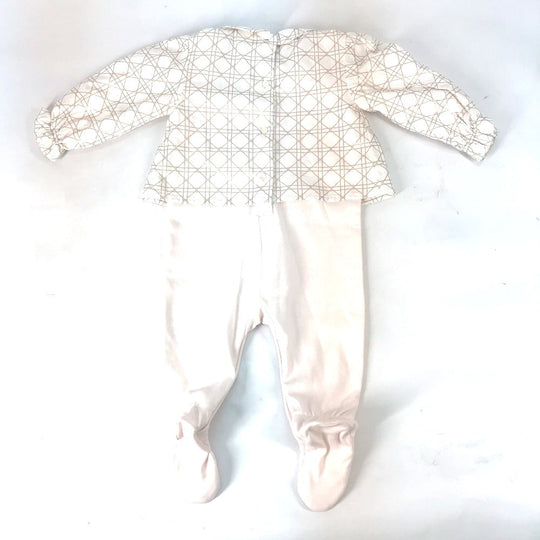 Dior Knit hat cotton pink Cannage poplin and cotton interlock baby shower gift set Kids 3 Used Authentic