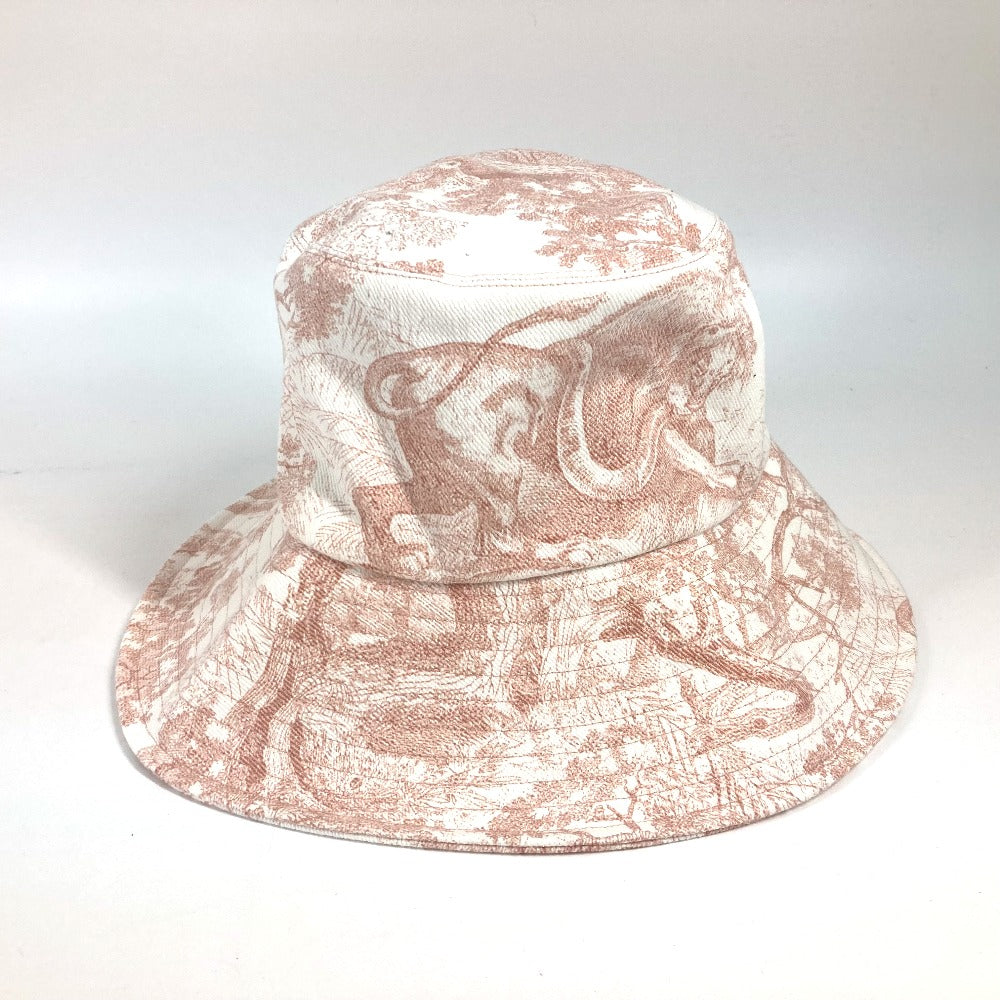 Dior hat 02TOJ924I130 cotton pink Hat Hat Bucket Hat Bob Hat Toile de Jui Women 59 Used Authentic