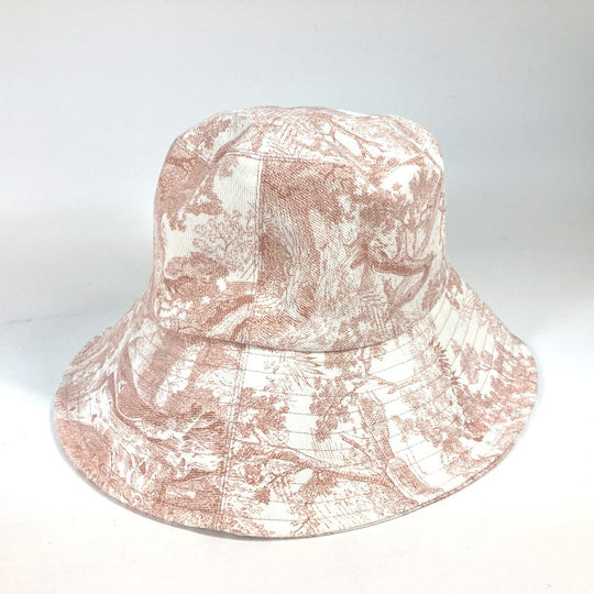 Dior hat 02TOJ924I130 cotton pink Hat Hat Bucket Hat Bob Hat Toile de Jui Women 59 Used Authentic