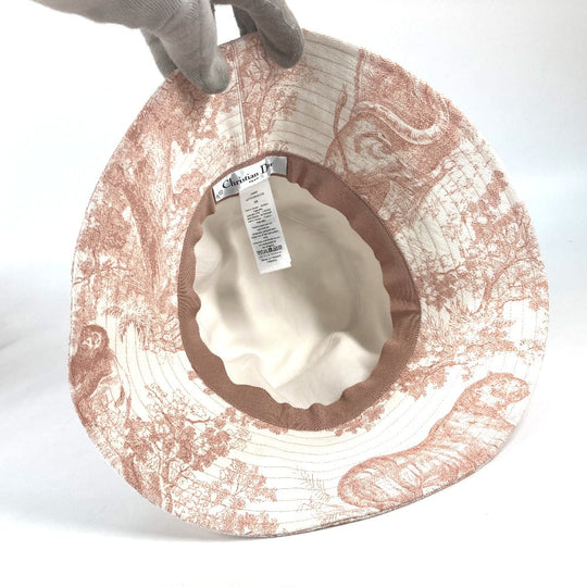 Dior hat 02TOJ924I130 cotton pink Hat Hat Bucket Hat Bob Hat Toile de Jui Women 59 Used Authentic
