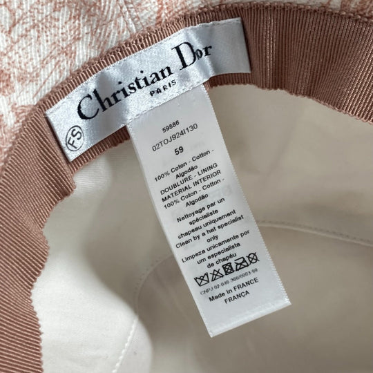 Dior hat 02TOJ924I130 cotton pink Hat Hat Bucket Hat Bob Hat Toile de Jui Women 59 Used Authentic