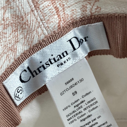 Dior hat 02TOJ924I130 cotton pink Hat Hat Bucket Hat Bob Hat Toile de Jui Women 59 Used Authentic