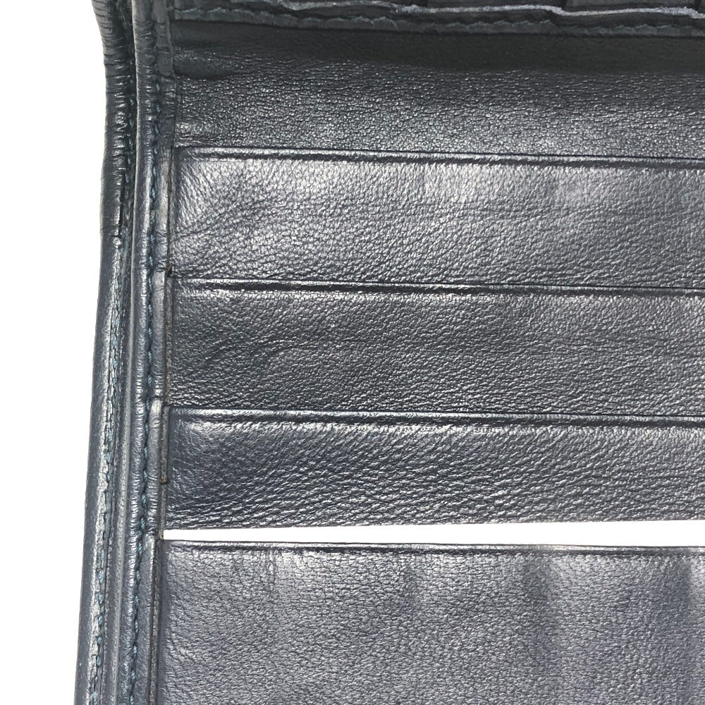 Dior Trifold wallet lambskin Navy Canage Women Used Authentic