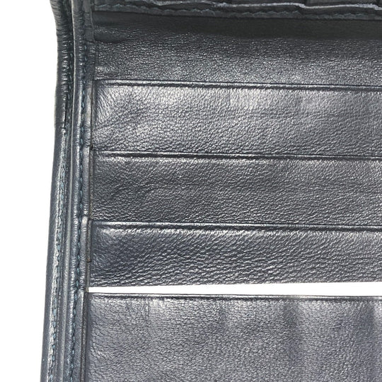Dior Trifold wallet lambskin Navy Canage Women Used Authentic