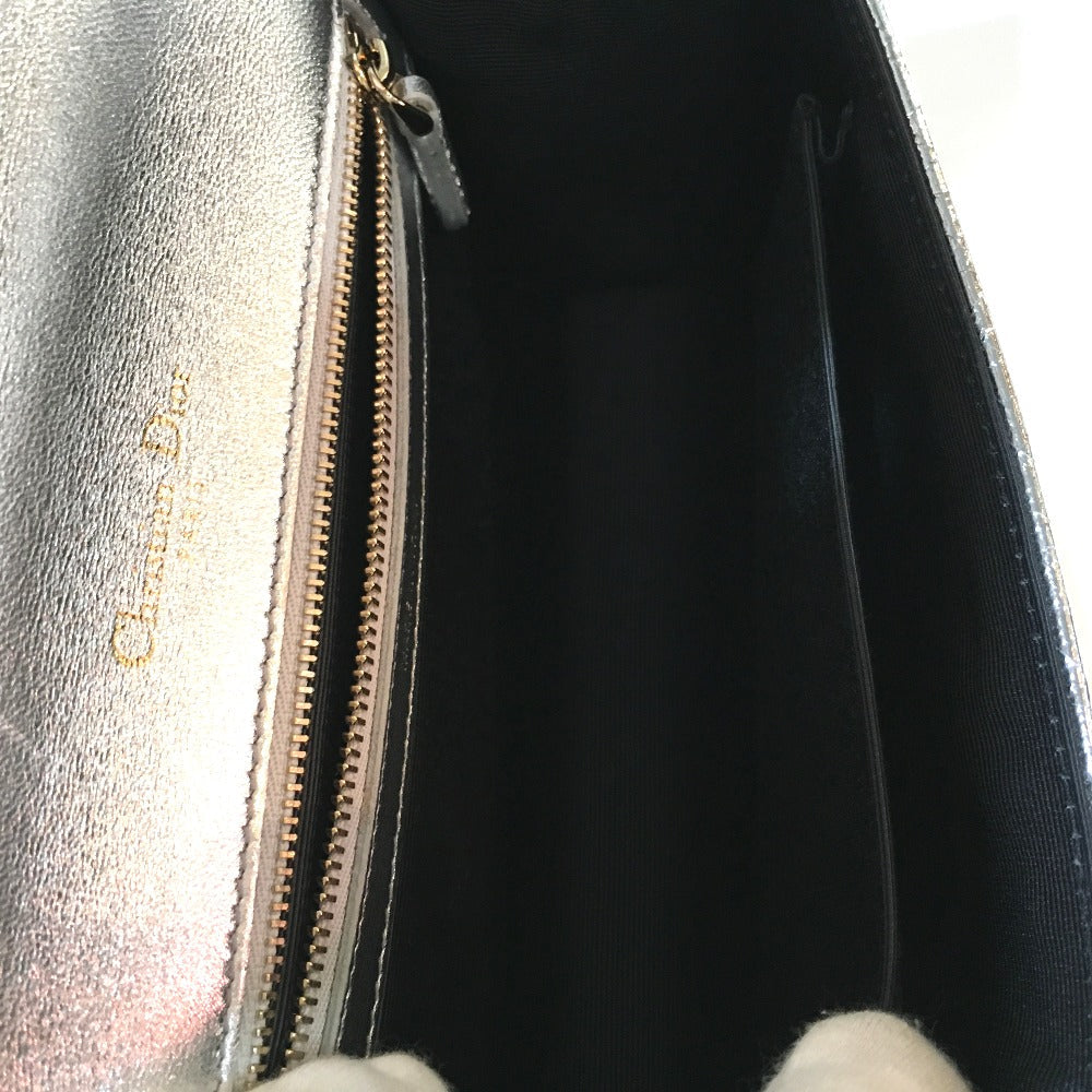 Dior Shoulder Bag leather Silver Small flap bag DIORAMA Women Used Authentic