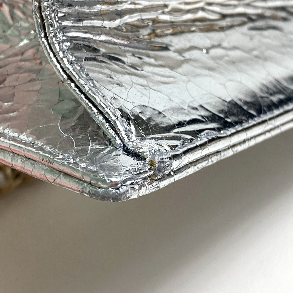 Dior Shoulder Bag leather Silver Small flap bag DIORAMA Women Used Authentic