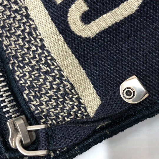 Dior Shoulder Bag Jacquard Navy Oblique Women Used Authentic