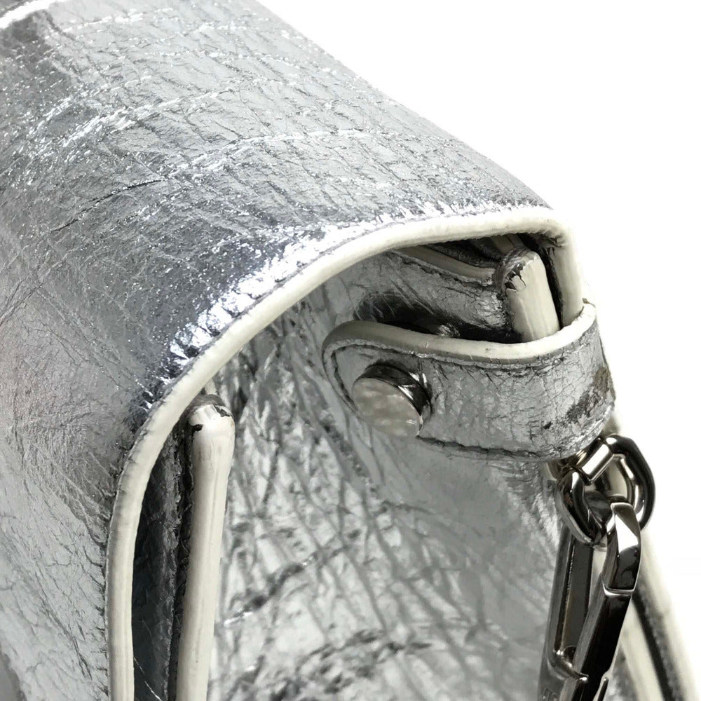 Christian Dior Handbag leather Metallic Silver DIOREVER Women Used Authentic
