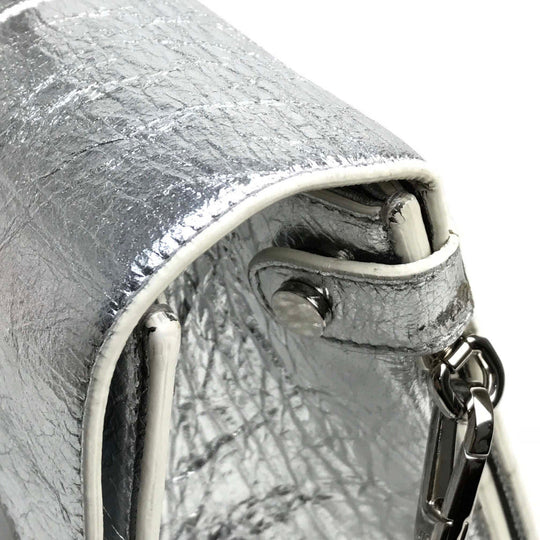 Christian Dior Handbag leather Metallic Silver DIOREVER Women Used Authentic