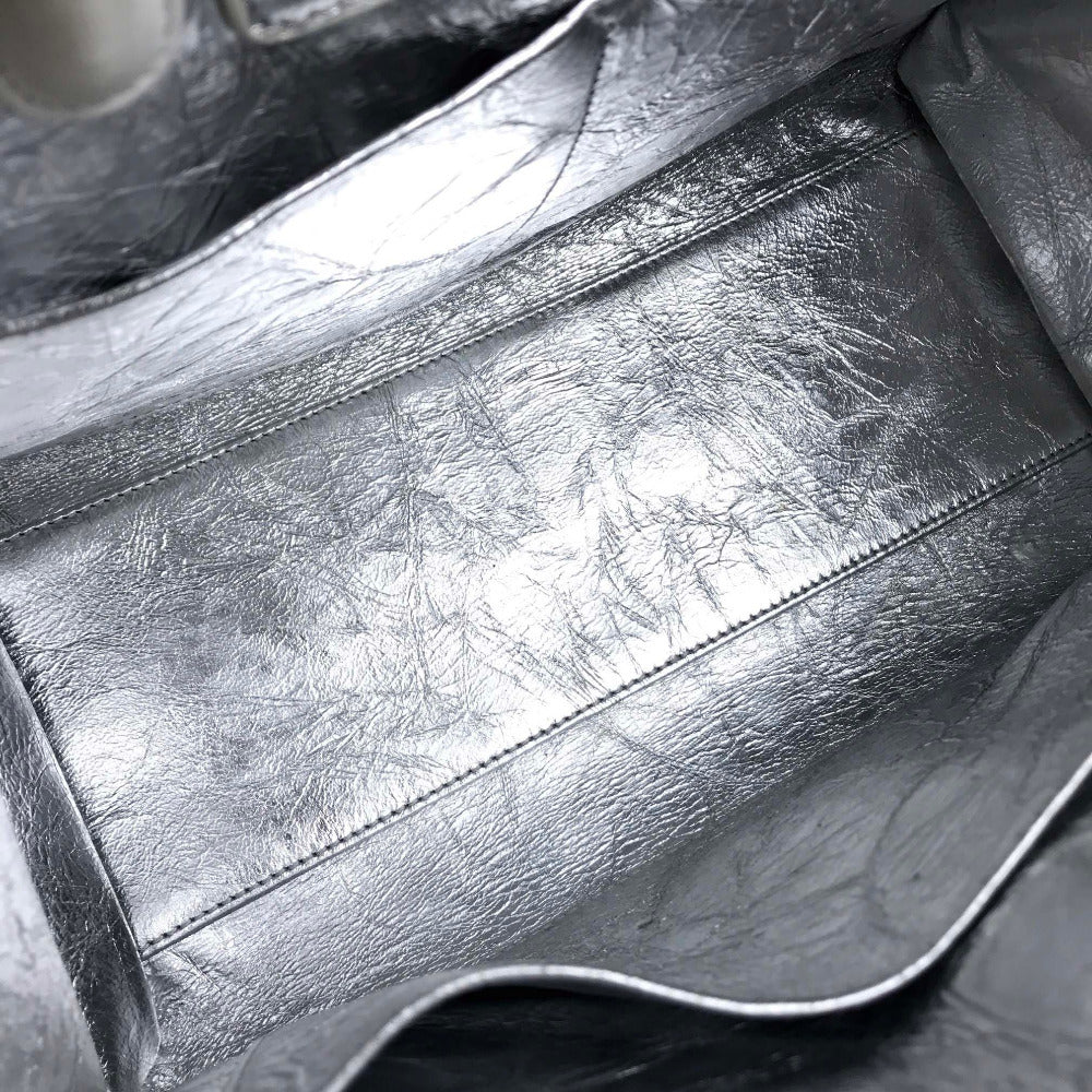 Christian Dior Handbag leather Metallic Silver DIOREVER Women Used Authentic