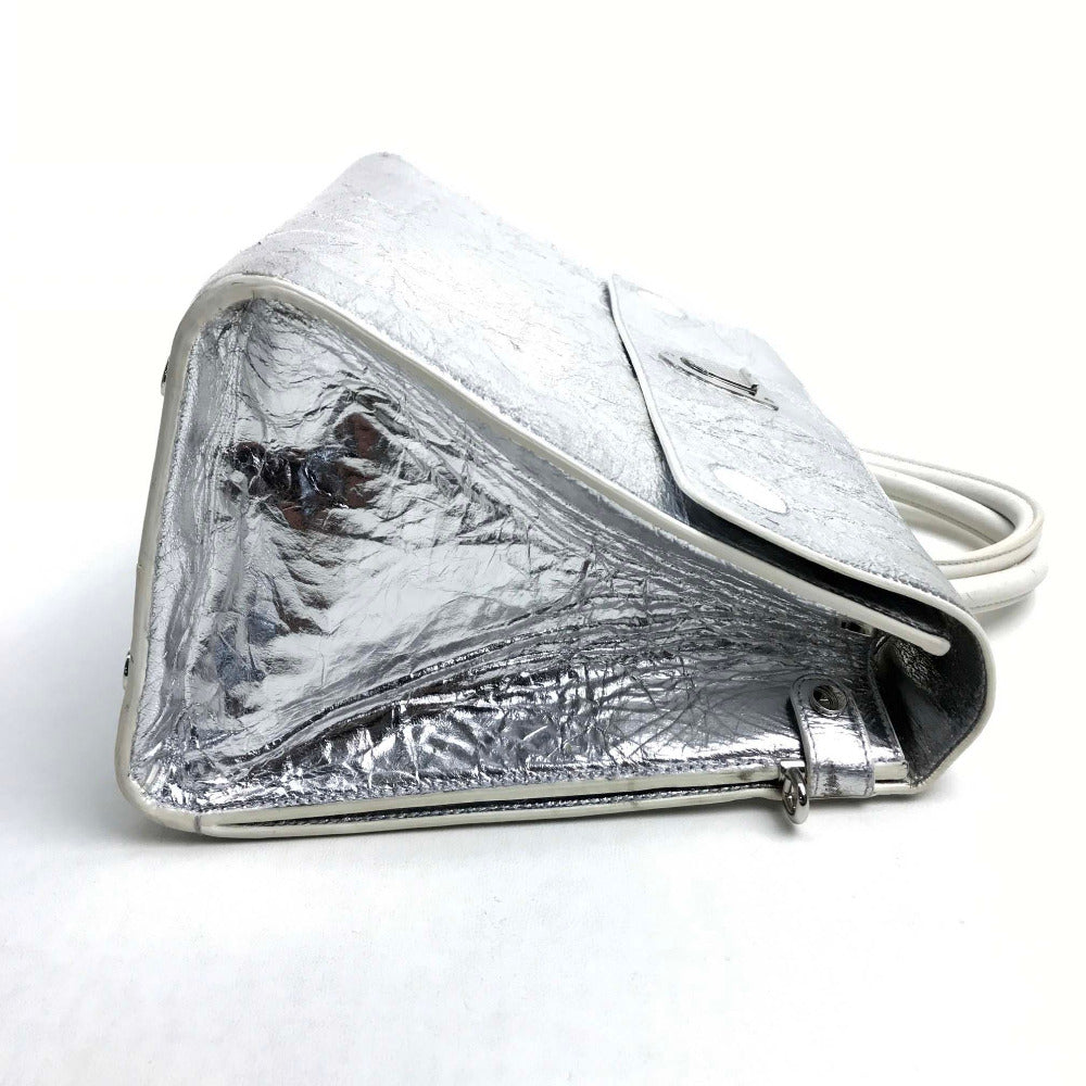 Christian Dior Handbag leather Metallic Silver DIOREVER Women Used Authentic