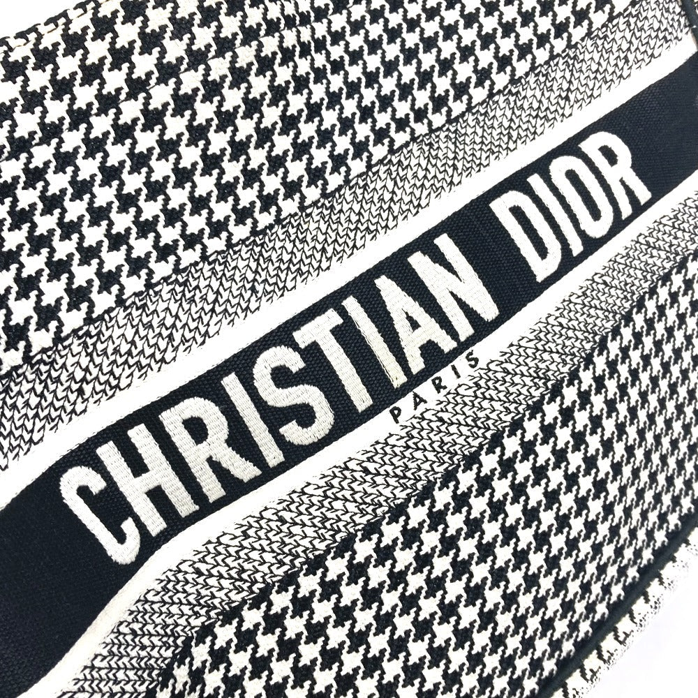 Dior Tote Bag M1296ZTQT_M911 canvas black Houndstooth Book Tote Medium Logo Women Used Authentic