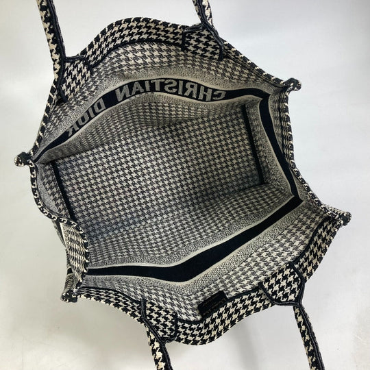 Dior Tote Bag M1296ZTQT_M911 canvas black Houndstooth Book Tote Medium Logo Women Used Authentic