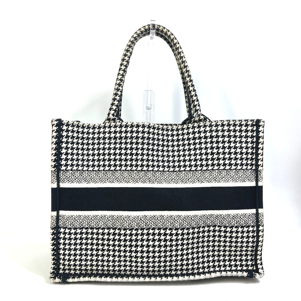 Dior Tote Bag M1296ZTQT_M911 canvas black Houndstooth Book Tote Medium Logo Women Used Authentic