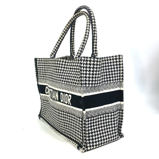 Dior Tote Bag M1296ZTQT_M911 canvas black Houndstooth Book Tote Medium Logo Women Used Authentic