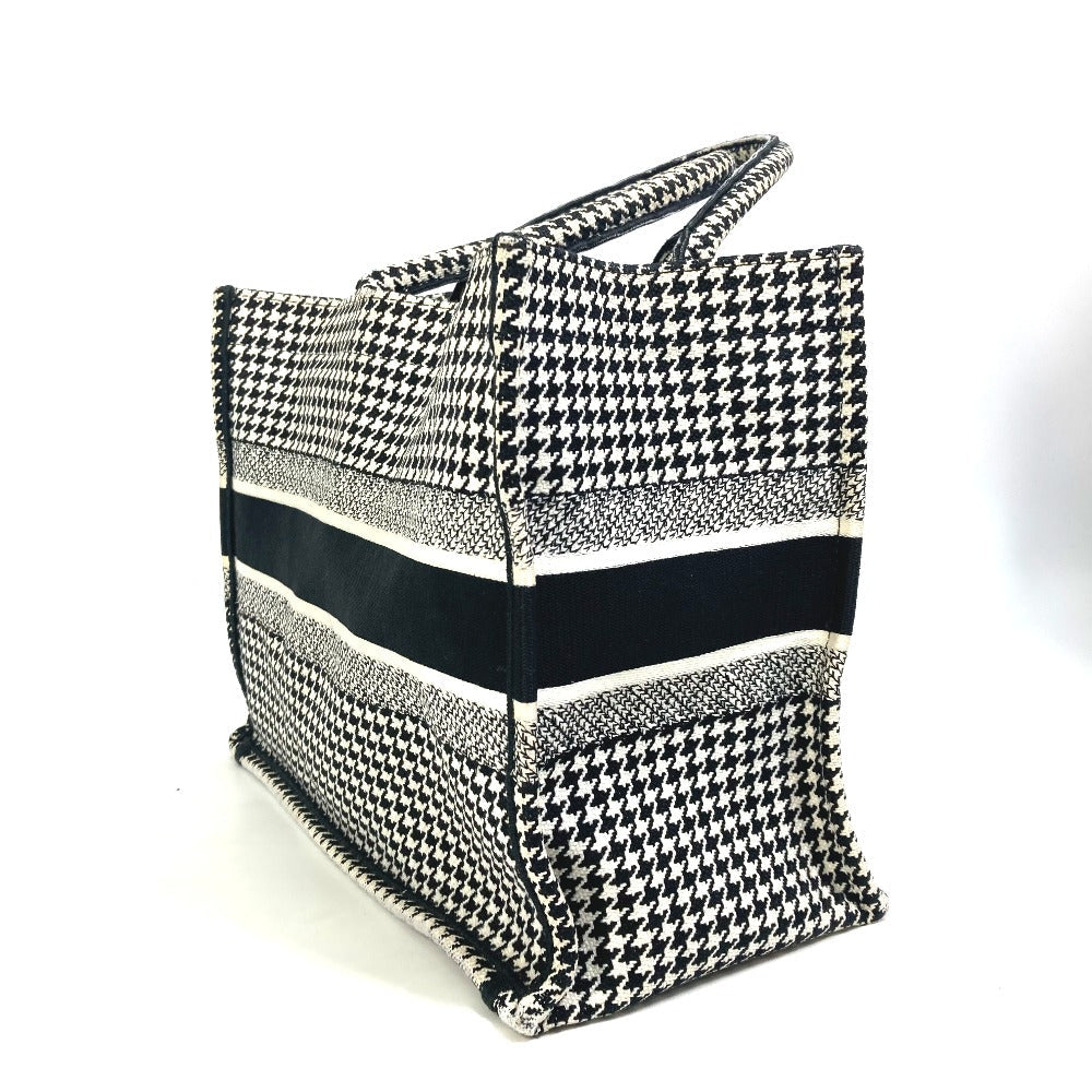Dior Tote Bag M1296ZTQT_M911 canvas black Houndstooth Book Tote Medium Logo Women Used Authentic