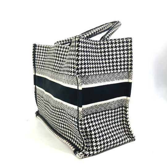 Dior Tote Bag M1296ZTQT_M911 canvas black Houndstooth Book Tote Medium Logo Women Used Authentic