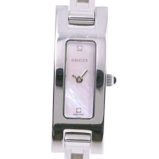 GUCCI Watches Quartz 3900L Stainless Steel Silver 2P diamond Pink shell dial Women Used Authentic