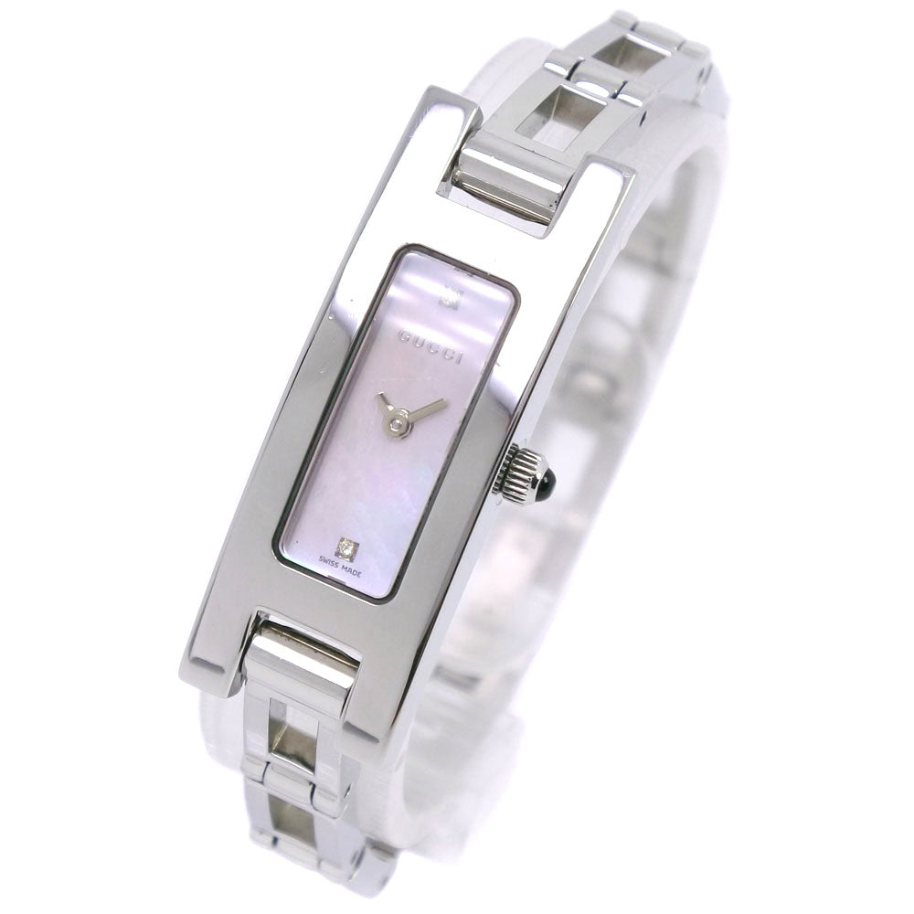 GUCCI Watches Quartz 3900L Stainless Steel Silver 2P diamond Pink shell dial Women Used Authentic