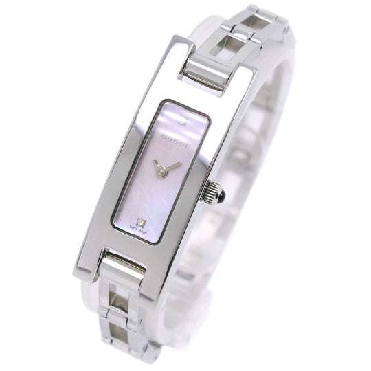 GUCCI Watches Quartz 3900L Stainless Steel Silver 2P diamond Pink shell dial Women Used Authentic
