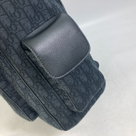 Dior Backpack 1ADBA161YKS Canvas / leather Navy 23Stainless Steel Saddle Oblique mens Used Authentic