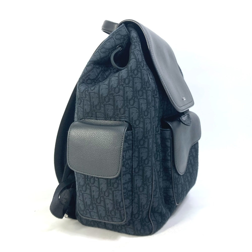 Dior Backpack 1ADBA161YKS Canvas / leather Navy 23Stainless Steel Saddle Oblique mens Used Authentic