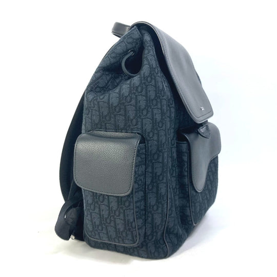 Dior Backpack 1ADBA161YKS Canvas / leather Navy 23Stainless Steel Saddle Oblique mens Used Authentic
