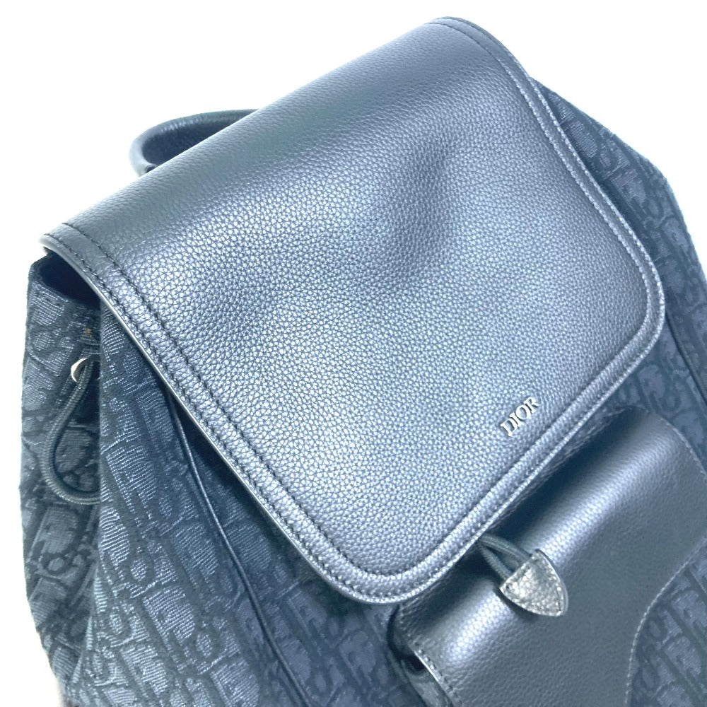 Dior Backpack 1ADBA161YKS Canvas / leather Navy 23Stainless Steel Saddle Oblique mens Used Authentic