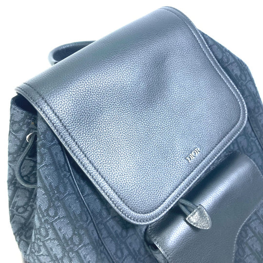 Dior Backpack 1ADBA161YKS Canvas / leather Navy 23Stainless Steel Saddle Oblique mens Used Authentic