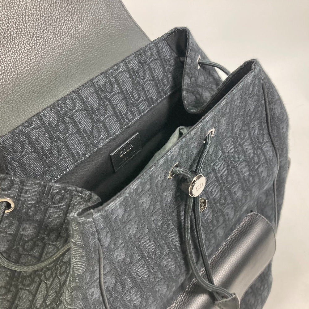 Dior Backpack 1ADBA161YKS Canvas / leather Navy 23Stainless Steel Saddle Oblique mens Used Authentic