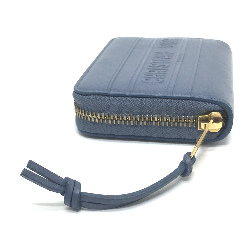 Dior Coin case leather Denim blue Striped wallet mens(Unisex) Used Authentic