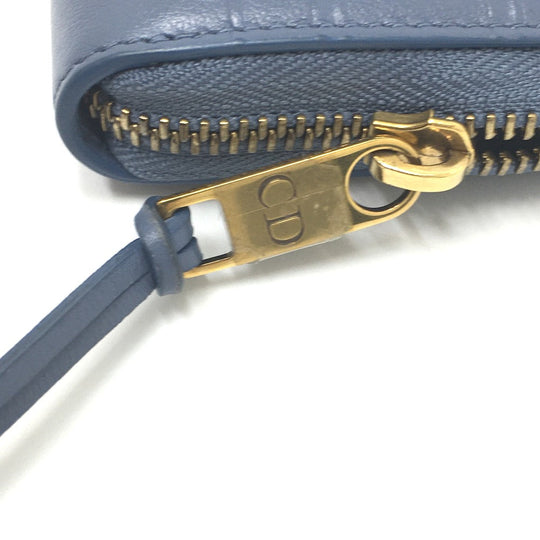Dior Coin case leather Denim blue Striped wallet mens(Unisex) Used Authentic