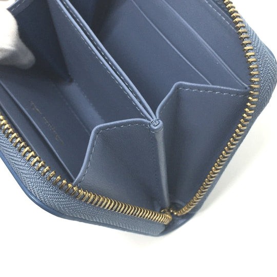 Dior Coin case leather Denim blue Striped wallet mens(Unisex) Used Authentic
