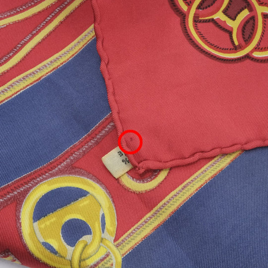 HERMES scarf silk Red and blue Carre90 Women Used Authentic