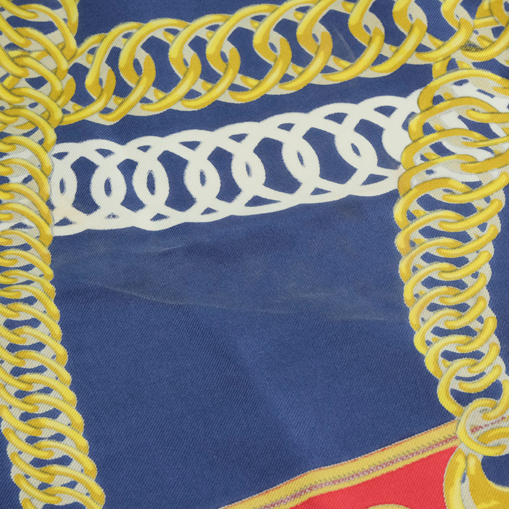HERMES scarf silk Red and blue Carre90 Women Used Authentic