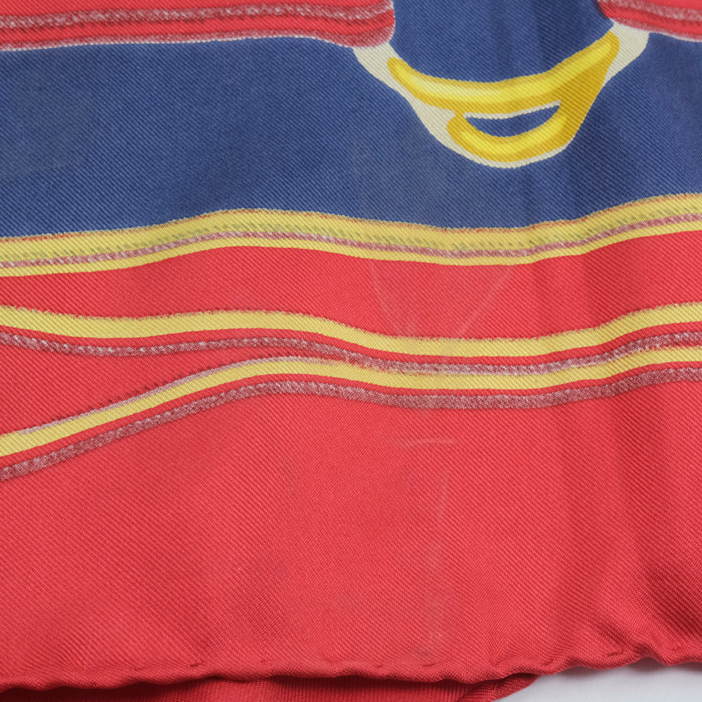 HERMES scarf silk Red and blue Carre90 Women Used Authentic