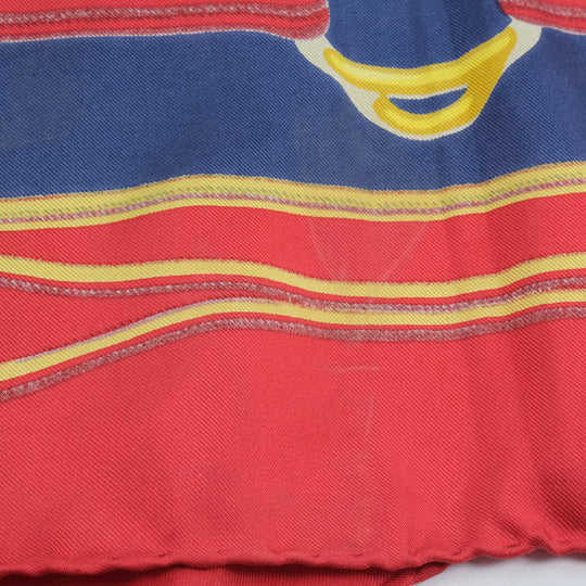 HERMES scarf silk Red and blue Carre90 Women Used Authentic