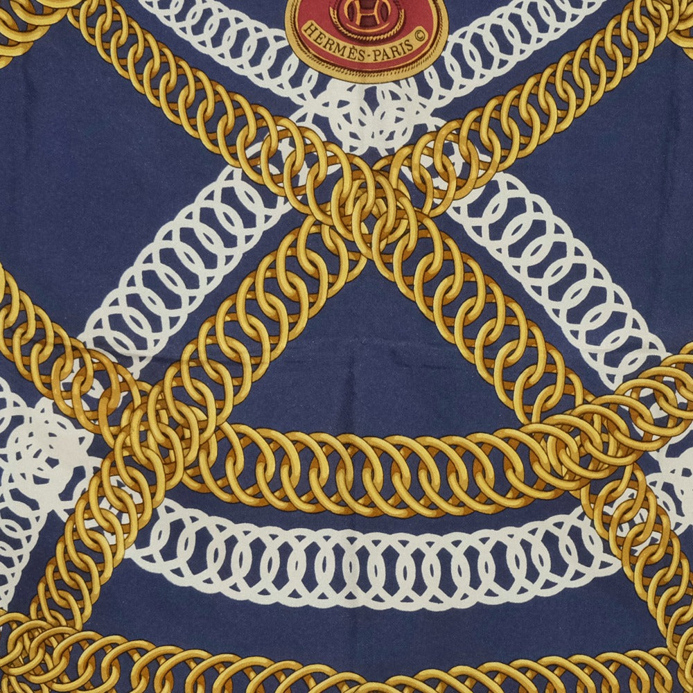 HERMES scarf silk Red and blue Carre90 Women Used Authentic
