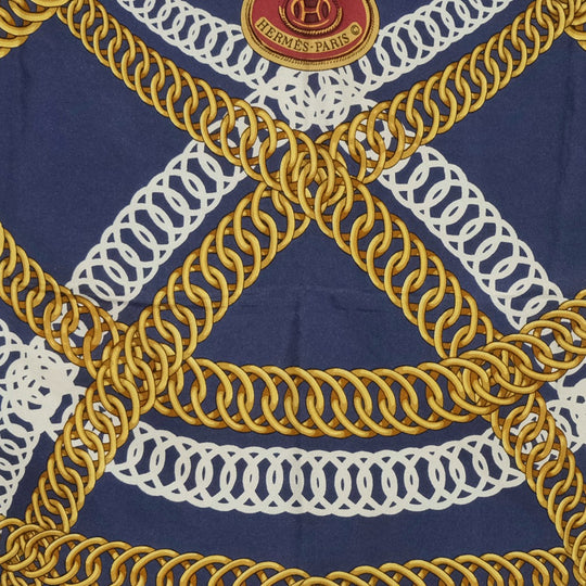 HERMES scarf silk Red and blue Carre90 Women Used Authentic