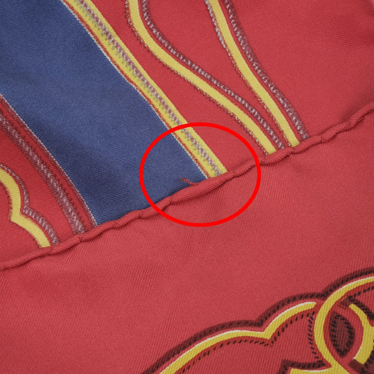 HERMES scarf silk Red and blue Carre90 Women Used Authentic