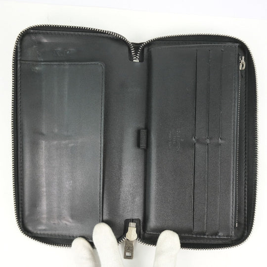 LOUIS VUITTON Long Wallet Purse M97026 Calfskin black Utah Zippy Organizer unisex(Unisex) Used Authentic