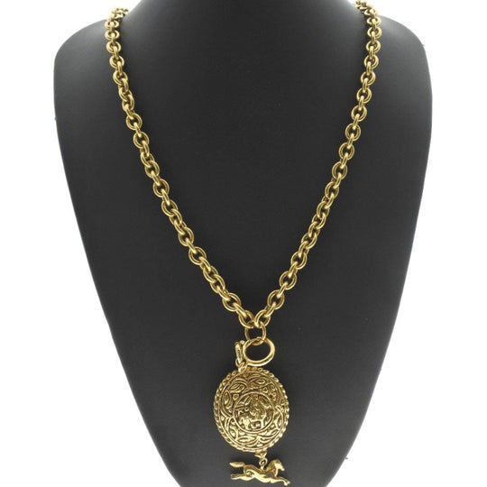 CHANEL Necklace Plated Gold gold Hose motif COCO Mark Women Used Authentic