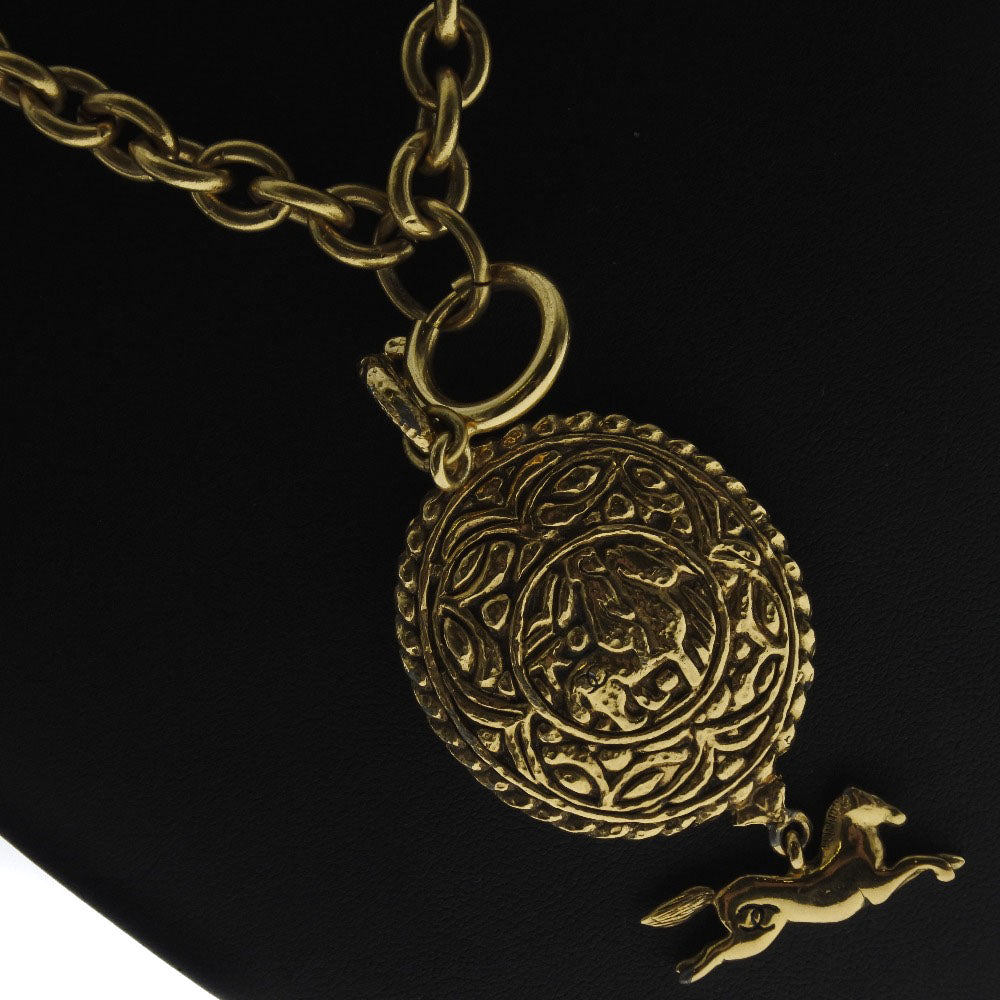 CHANEL Necklace Plated Gold gold Hose motif COCO Mark Women Used Authentic