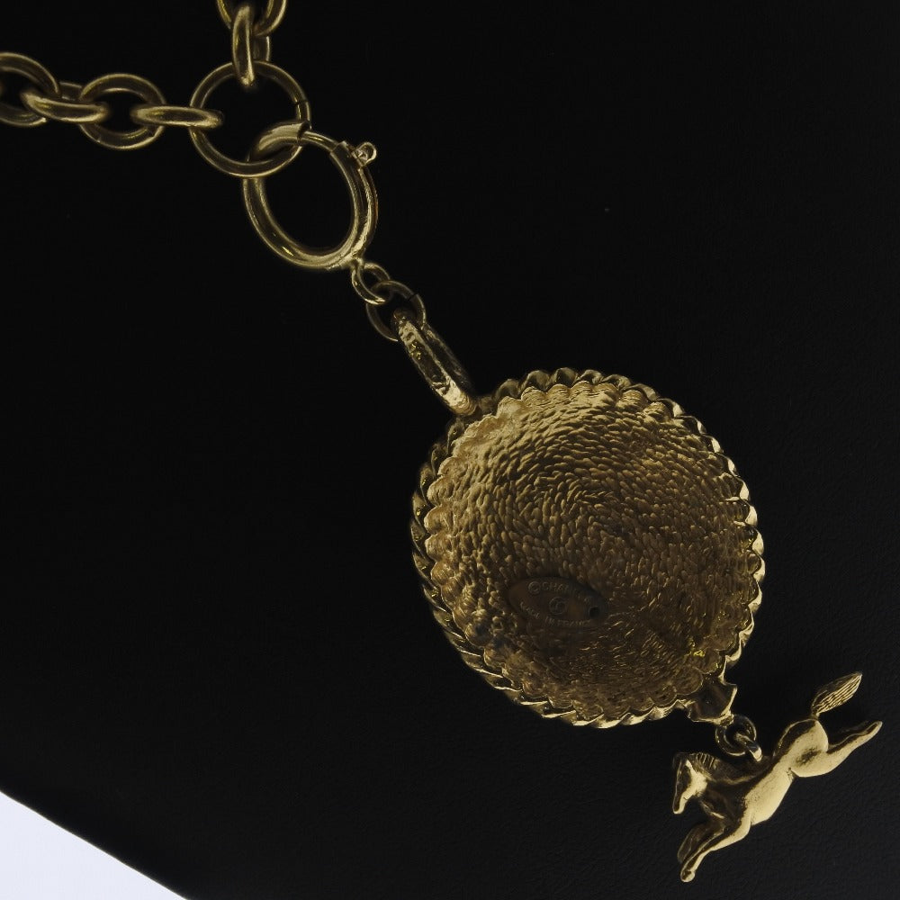 CHANEL Necklace Plated Gold gold Hose motif COCO Mark Women Used Authentic