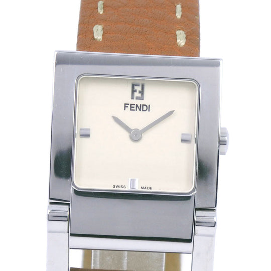 FENDI Watches Quartz 004-5200G-452 Stainless Steel , Leather Brown Olologi beige dial Women Used Authentic