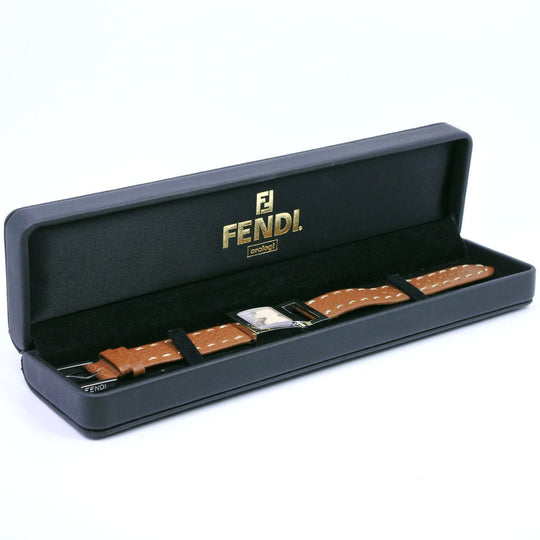 FENDI Watches Quartz 004-5200G-452 Stainless Steel , Leather Brown Olologi beige dial Women Used Authentic