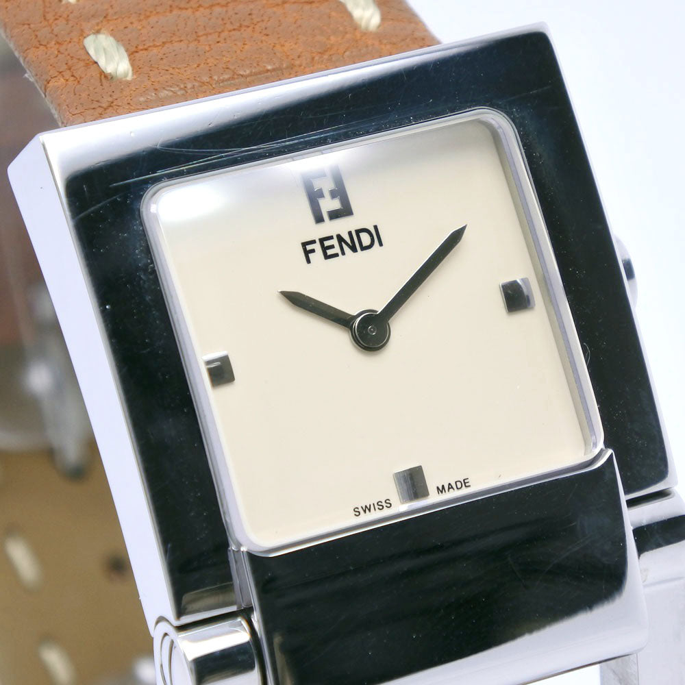 FENDI Watches Quartz 004-5200G-452 Stainless Steel , Leather Brown Olologi beige dial Women Used Authentic