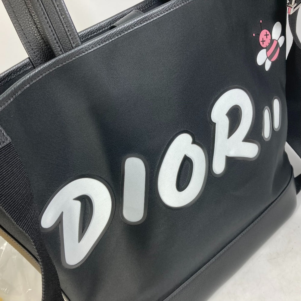 DIOR HOMME Tote Bag Nylon / leather black KAWS collaboration Japan limited Crossbody BEE bee logo mens Used Authentic