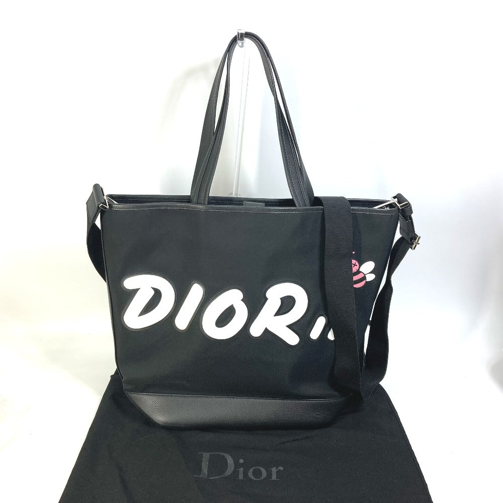 DIOR HOMME Tote Bag Nylon / leather black KAWS collaboration Japan limited Crossbody BEE bee logo mens Used Authentic