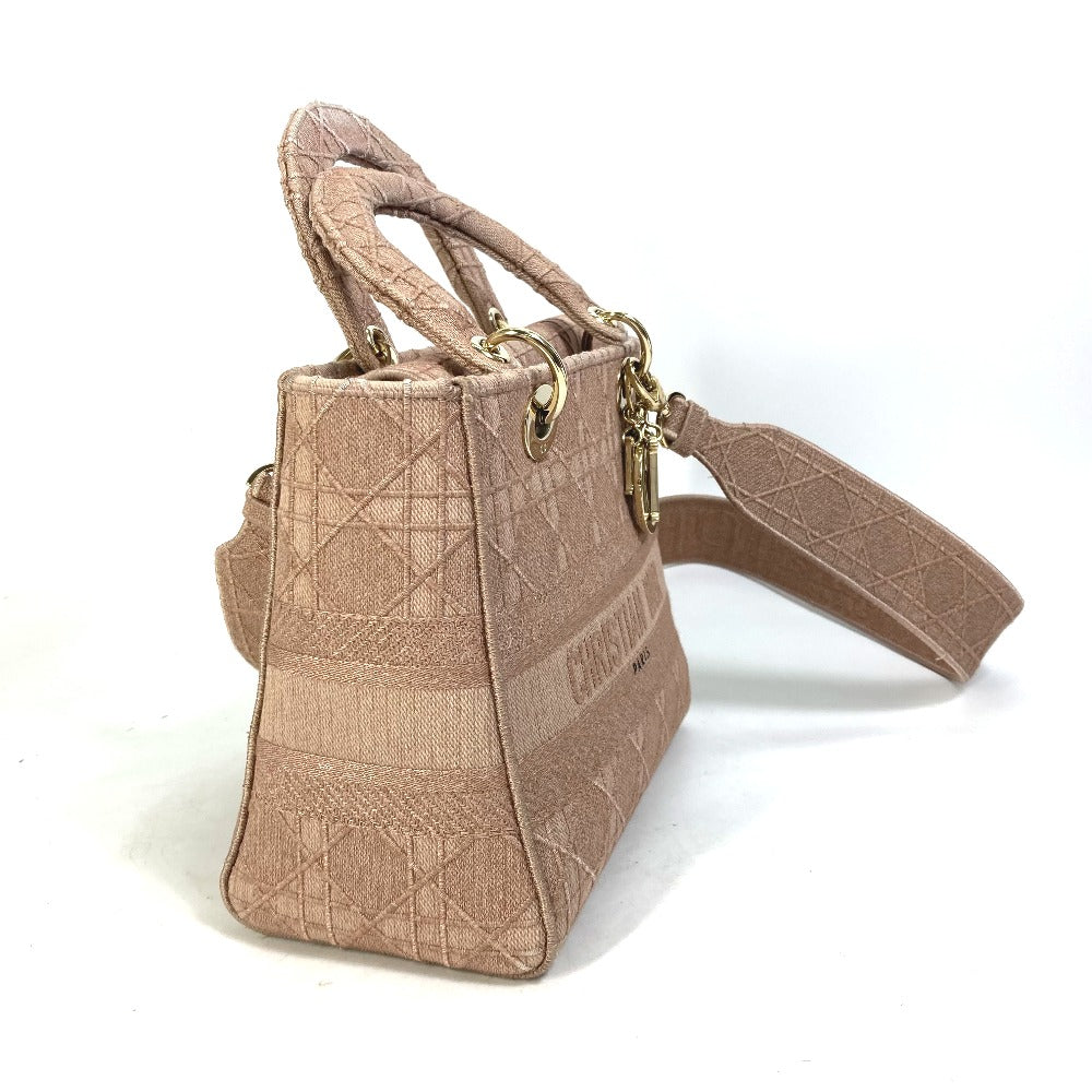 Dior Handbag M0565OWZA canvas pink 2WAY Bag Shoulder Bag Crossbody LADY D-LITE Medium Women Used Authentic